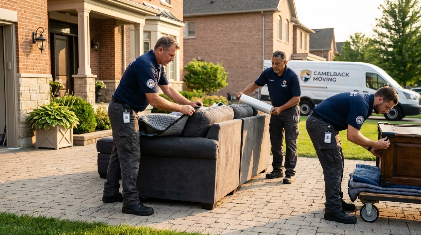 Large estate moving crew wrapping furniture in Jordan, MT